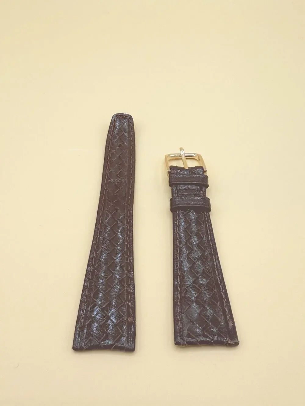 19mm KREISLER Braided Calfskin NOS Vintage Watch Band & Gold-Tone Buckle